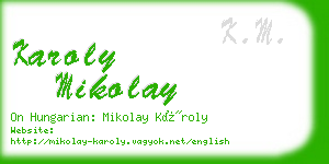 karoly mikolay business card